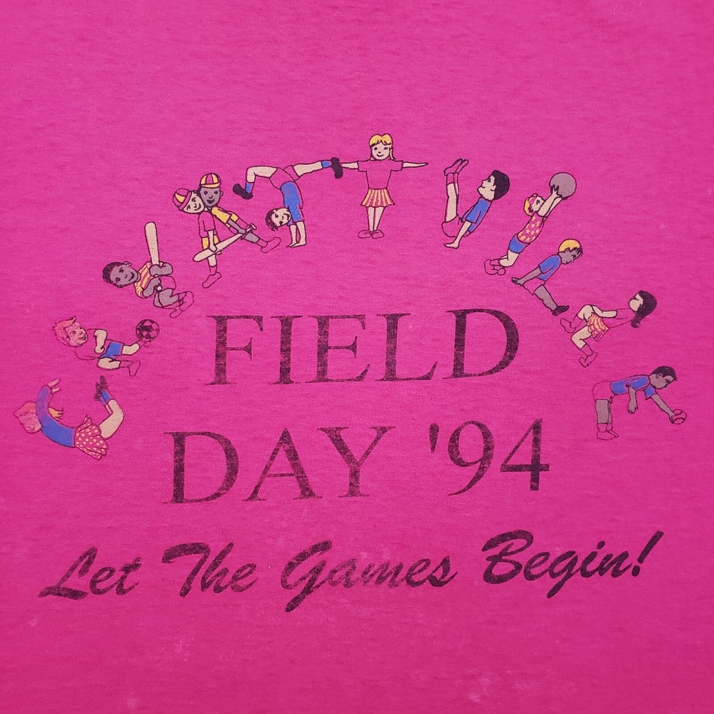 Vintage 90s Paper Thin T Shirt Mens XL Pink Single Stitch 1994 Field Day FOTL - Picture 3 of 10